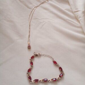 Ruby & Diamond Necklace and Ruby Bracelet